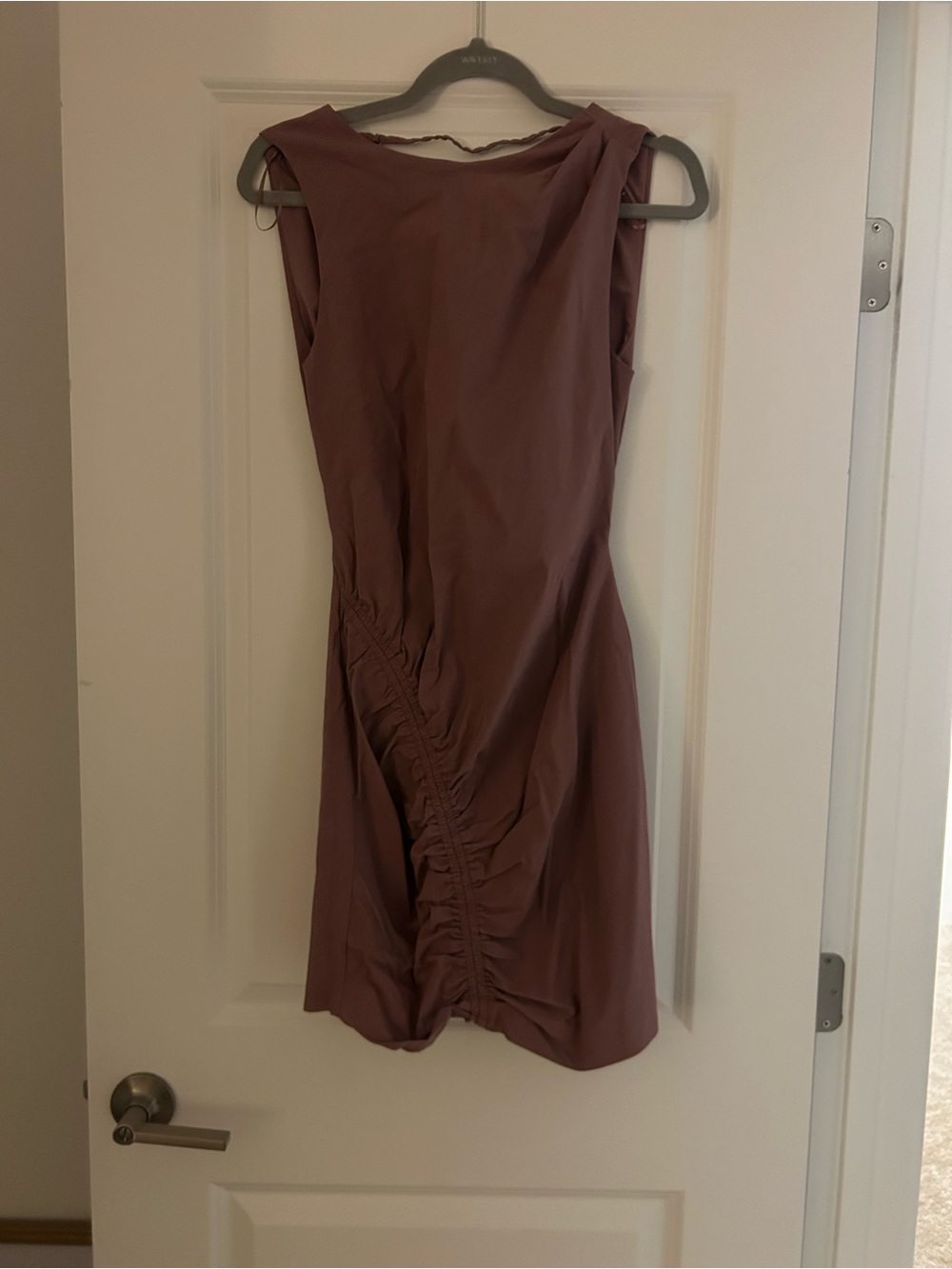Zara Dusty Mauve Sleeveless Ruched Mini Dress
